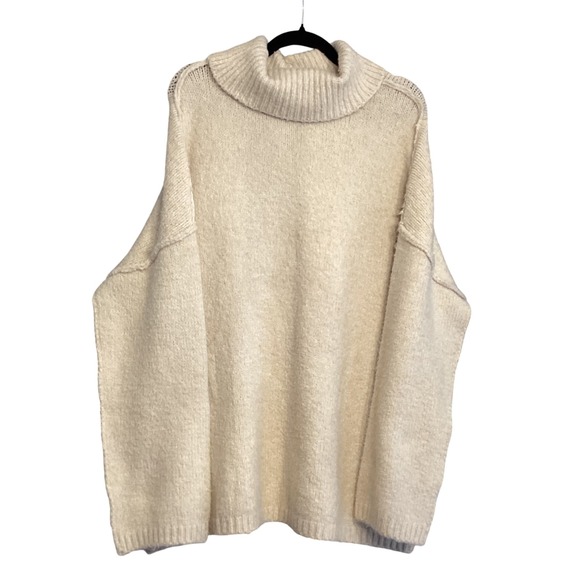 PrettyGarden Cream Oversized Turtleneck Sweater Cozy Knit Women Size L - Picture 2 of 7